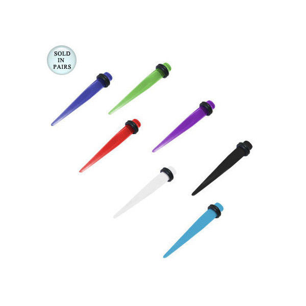 Ear Plug Spike Taper Design UV Acrylic 12 Gauge - 7 Colors Available