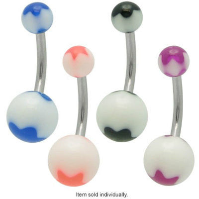 Flower Design Acrylic Belly Ring 14G