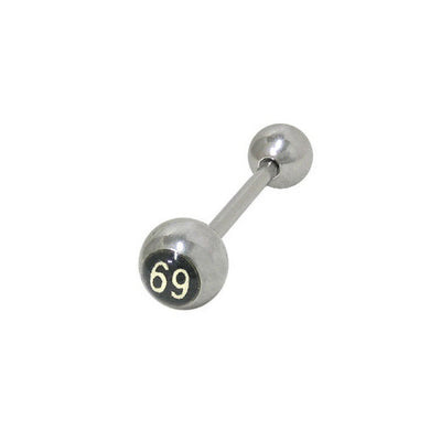 69 Logo Straight Barbell Tongue Ring