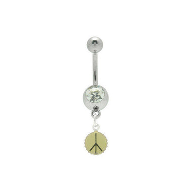Peace Symbol Jeweled Navel Barbell Belly Ring
