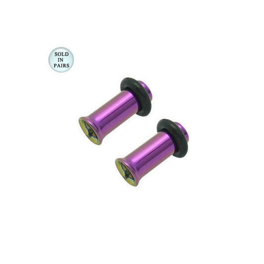 Purple Anodized Titanium Tunnel Ear Plugs - 6 Gauge