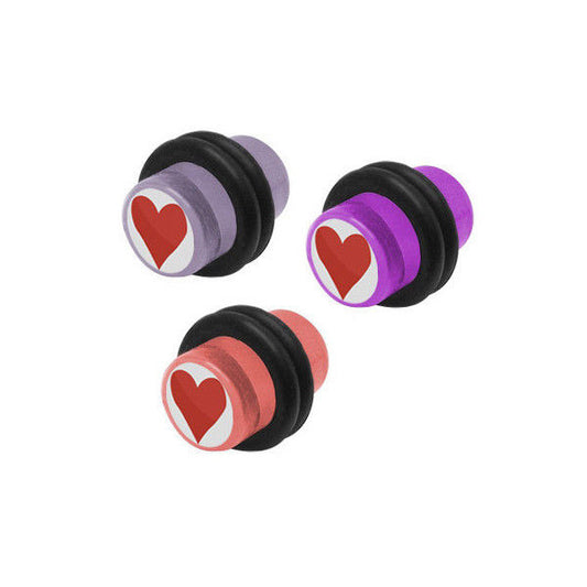 Pair of Heart Logo Acrylic Ear Plugs