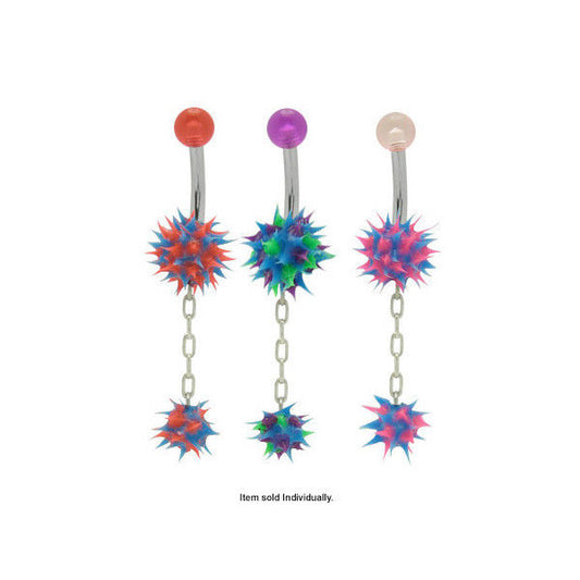 Multi-Colored Spiked Dangling Navel Barbell