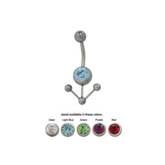 Down Pointing Arrow Belly Ring with CZ Jewel