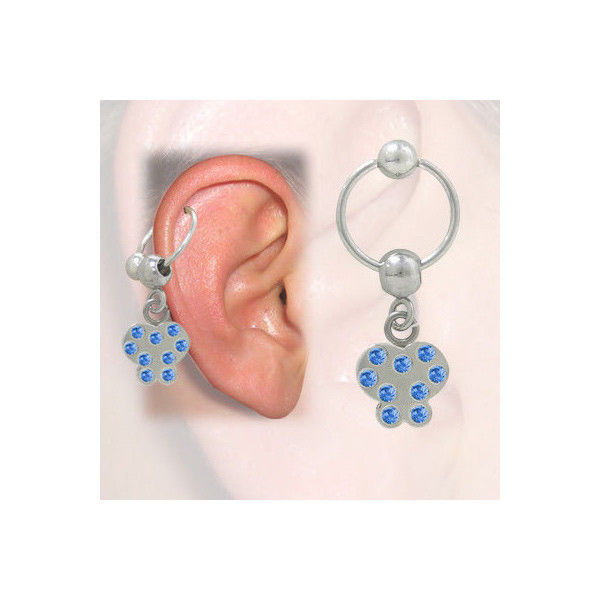 Cartilage - Tragus Butterfly Design with Jewels (16G-3/8 In-10mm)
