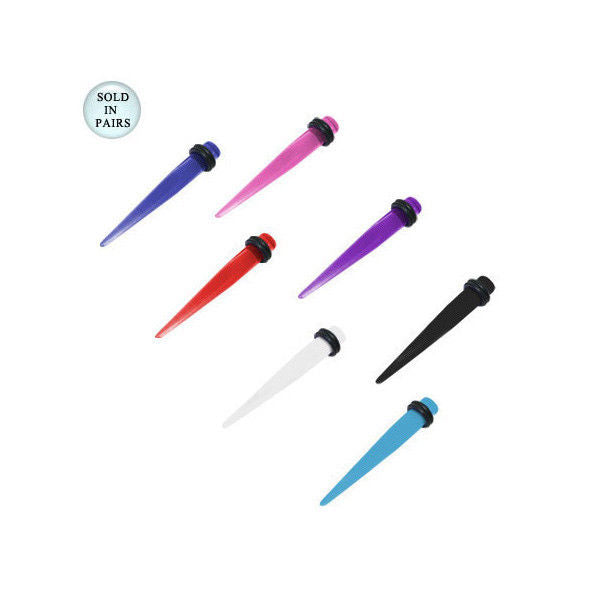 UV Acrylic Spike Design Ear Plugs Taper/Stretcher 10 Gauge - 7 Colors Available