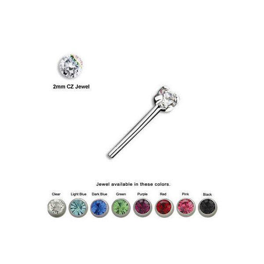 Bendable Nose Ring with Prong Set CZ Jewel