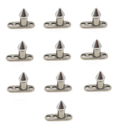 20PC Spike End 3mm Internally Threaded Dermal Base with Anchor-10 Top 10 Anchors